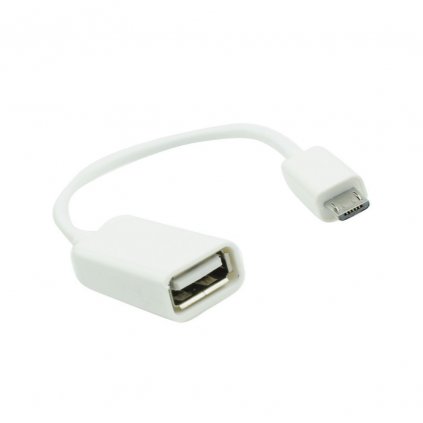 Micro USB Kabel - Adaptér OTG - (USB Host) - bílý