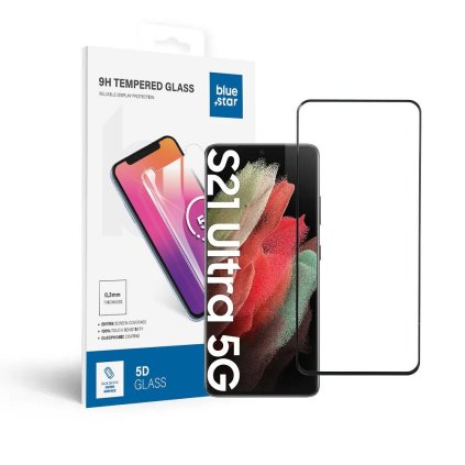 SzkohartowanedoSamsungGalaxyS21ULTRAfullglue-casefriendlyBlueStar5Dczarne1