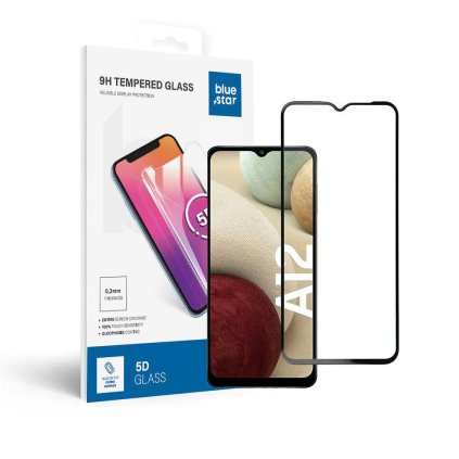 SzkohartowanedoSamsungGalaxyA12fullglue-casefriendlyBlueStar5Dczarne1