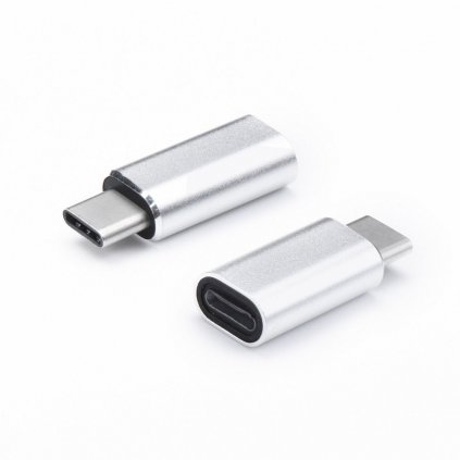 Nabíjecí adaptér pro iPhone Lightning 8-pin na typ C stříbrný