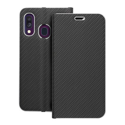 Pouzdro Forcell LUNA Book Carbon SAMSUNG Galaxy A40 černé