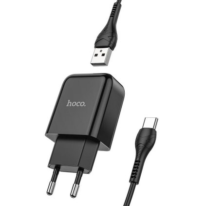 HOCO USB A síťová nabíječka + kabel USB A na typ C 2,1A N2 černý
