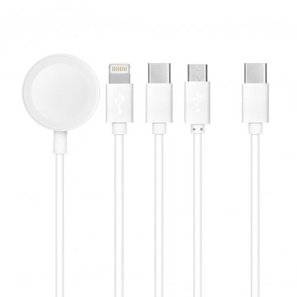 Kabel Typ C 4v1 pro iPhone Lightning 8-pin + Typ C + Micro + Apple Watch 3W 1A C3186 bílý