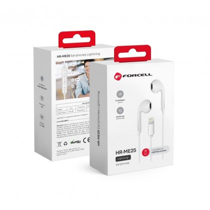 FORCELL headset/sluchátka Stereo pro Apple iPhone Lightning 8-pin bílý HR-ME25