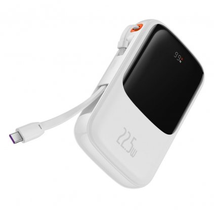 Externí baterie (POWER BANK) BASEUS QPow - 10 000mAh LCD Quick Charge PD 22,5W s kabelem pro typ C bílá PPQD020102