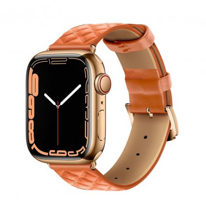 Řemínek pro Apple Watch 42/44/45/49mm Elegant leather WA18 oranžová