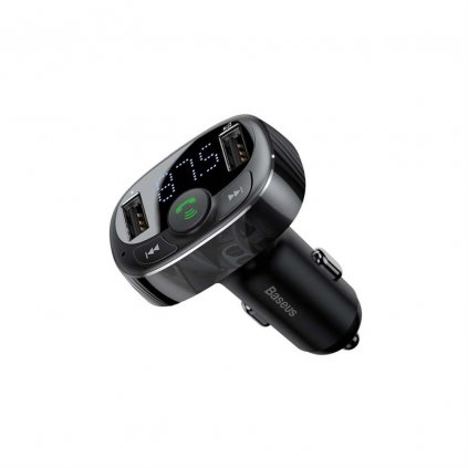 Nabíječka do auta BASEUS 2 x USB A + transmitter FM vysílač BT 3,4A S-09A CCMT000001 černá