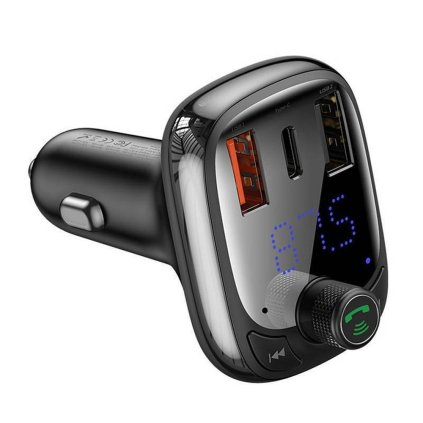 Nabíječka do auta BASEUS 2 x USB A + typ C + transmitter FM vysílač BT PD QC4.0 5A 36W BS-13 CCMT000101 / CCMT000301 černá