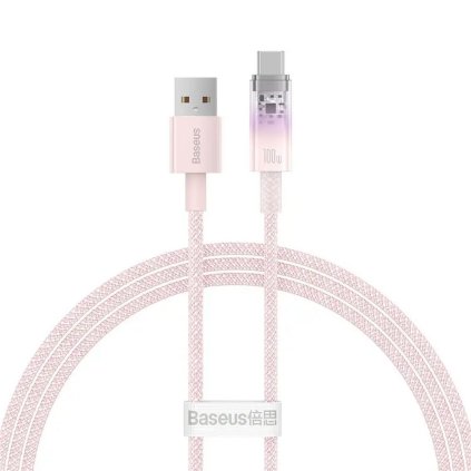 BASEUS Kabel USB A na typ C PD 100W Explorer CATS010404 1 m růžový