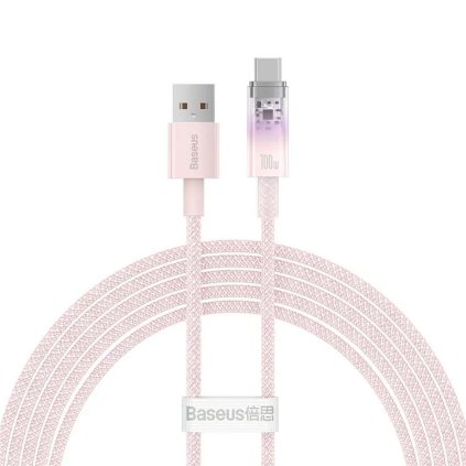 BASEUS Kabel USB A na typ C PD 100W Explorer CATS010504 2 m růžový