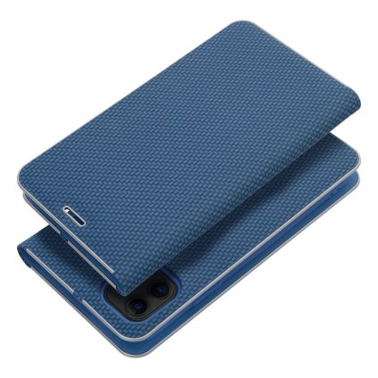 Pouzdro LUNA Book Carbon APPLE IPHONE 15 Pro Max modré