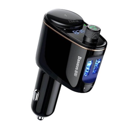 Nabíječka do auta BASEUS 2 x USB A + transmitter FM vysílač BT 3,4A S-06 CCHC000001 černá