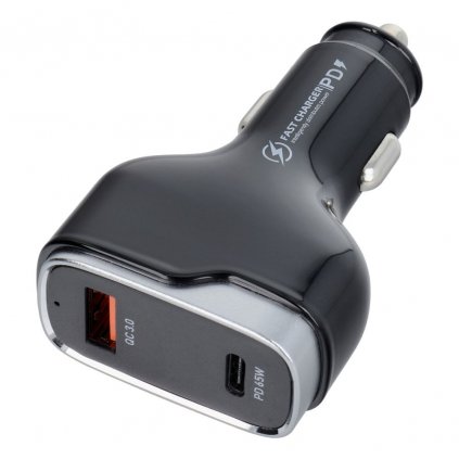 USB QC 3.0 18W + nabíječka do auta typu C PD 65W CC53-1A1C (celkem 83W)