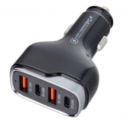 Nabíječka do auta 2x USB QC 3.0 + 2x typ C PD CC53-2A2C (celkem 120 W)