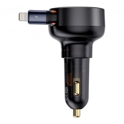Nabíječka do auta BASEUS typ C + zatahovací kabel LightningPD3.0 QC4.0 3A 55W CCTXP-CC / C00057803111-00 černá