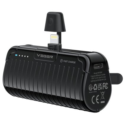 PowerbankVegerPlugOnW0558PPDQC3024A20W5000mAhzwbudowanymzczemLightningczarny1