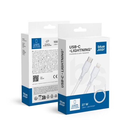 BLUE STAR kabel 2,4A 27W Type C to Lightning DC-001CL2,4 1 m bílý