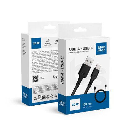 Kabel BLUE STAR 3A USB A na Typ C DC-001AC3.0 1 m černý