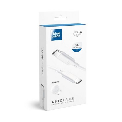 Kabel BLUE STAR 3A Typ C na Typ C PD 1,2 m bílý