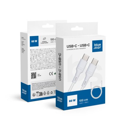 BLUE STAR kabel 3A 60W Typ C do Typ C DC-001CC3.0 1 m bílý
