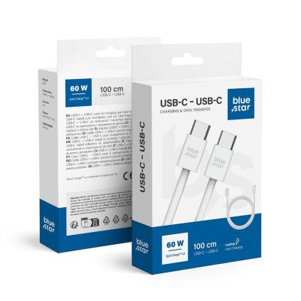 BLUE STAR kabel Typ C - Typ C 6A 60W QC4.0 Q28 1 m bílý