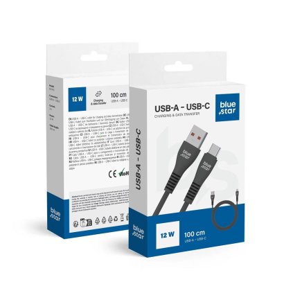 BLUE STAR USB A na Type C kabel 2A 12W DC99C 1 m černý