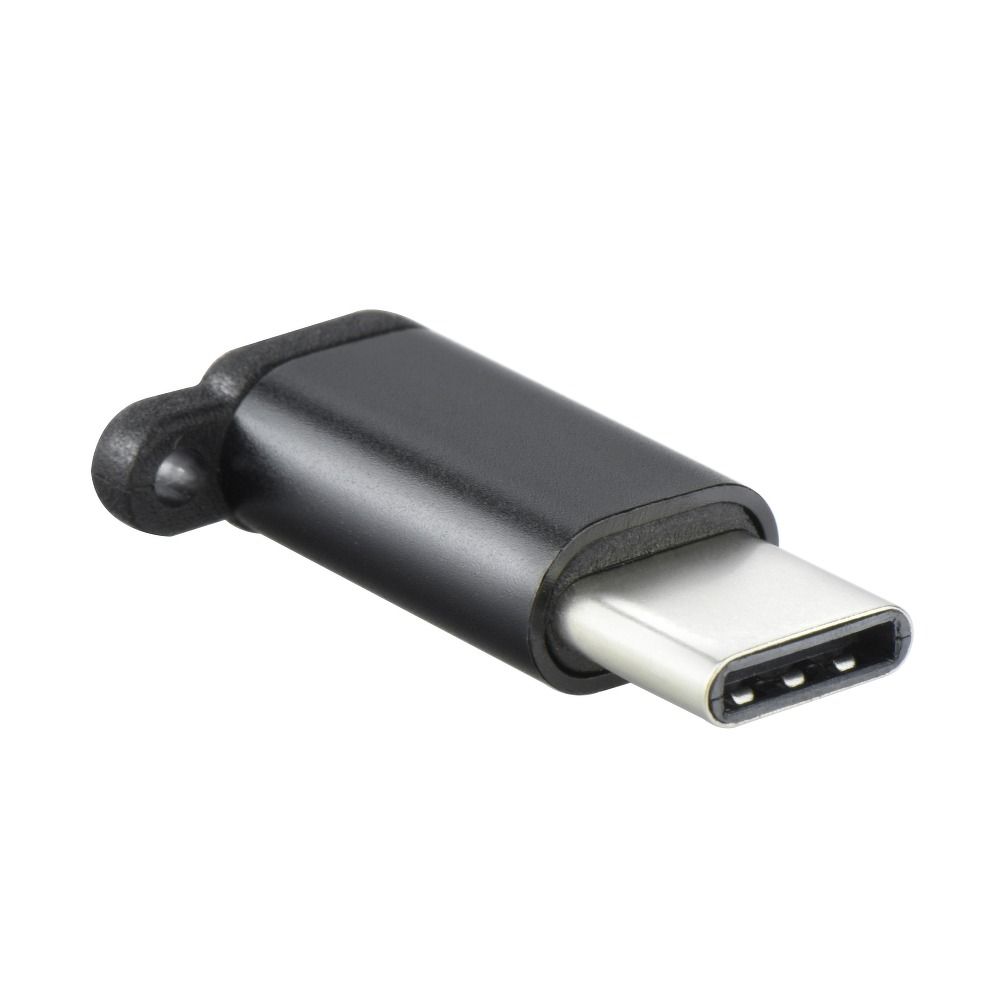 OEM Adaptér nabíjení Micro USB - USB typ C [PA-30] s přívěskem - černý