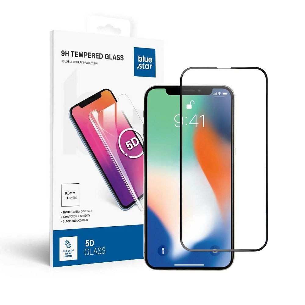 Tvrzené sklo Blue Star Pro+ 0.3 mm 5D Full Cover pro Apple iPhone X - černé