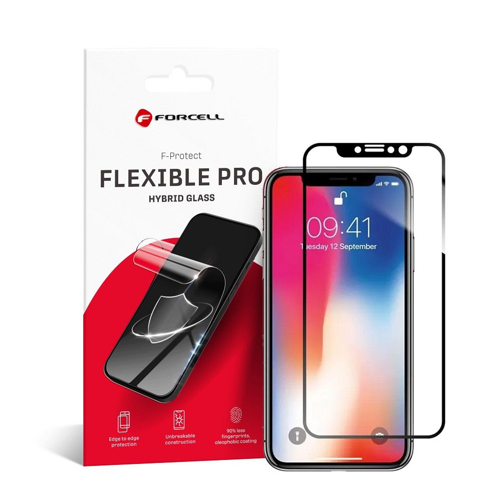 Hybridní sklo Forcell Flexible 5D Full Glue Apple iPhone X/Xs černé