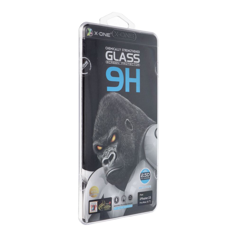 Tvrzené sklo X-ONE Full Cover Extra Strong Matné - pro Apple iPhone 15 Pro Max (full glue) černé