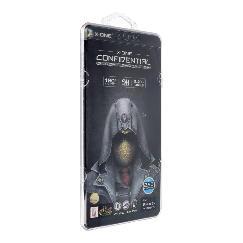 Tvrzené sklo X-ONE Full Cover Extra Strong Privacy - pro Apple iPhone 15 Pro Max (full glue) černé