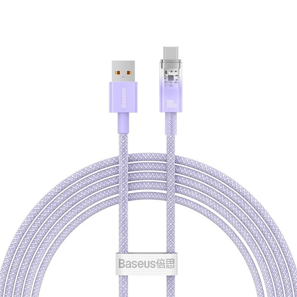 BASEUS Kabel USB A na typ C PD 100W Explorer CATS010505 2 m fialový
