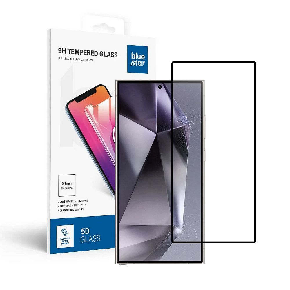 Tvrzené sklo Blue Star 5D Samsung Galaxy S25 Ultra (full glue/case friendly) - černé