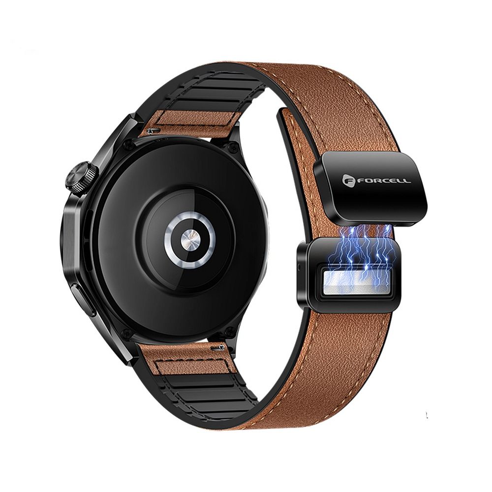Řemínek Samsung Galaxy Watch Forcell F-Design FS20 magnetická eko kůže 20 mm hnědý