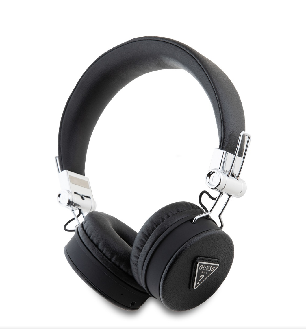 Guess PU Grained Triangle Logo ENC bezdrátová sluchátka černá