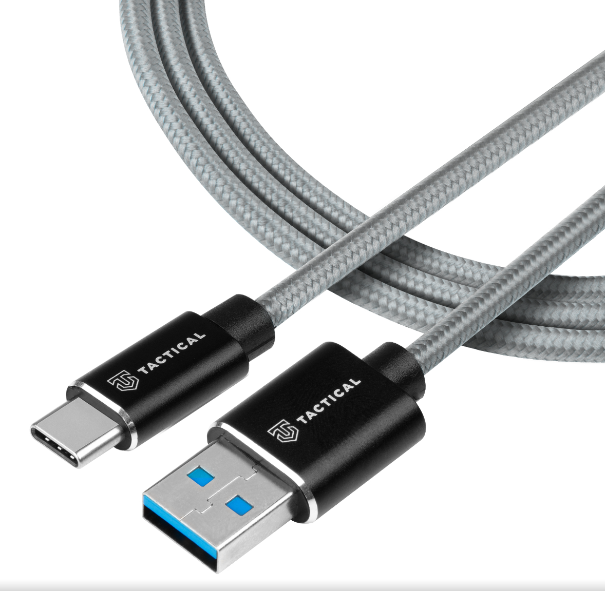 Tactical Fast Rope Aramid Cable USB-A/USB-C 0,3m šedý