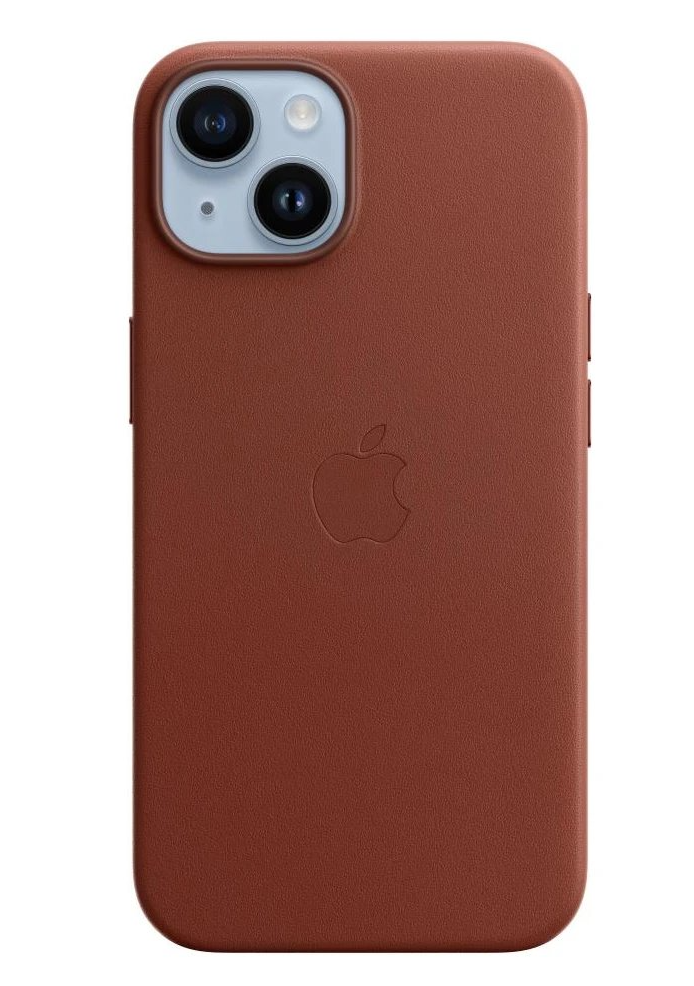 Apple kožený kryt s MagSafe na iPhone 14 cihlově hnědý