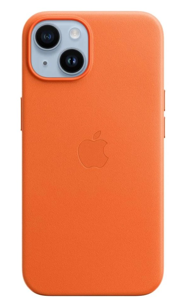 Apple kožený kryt s MagSafe na iPhone 14 oranžový