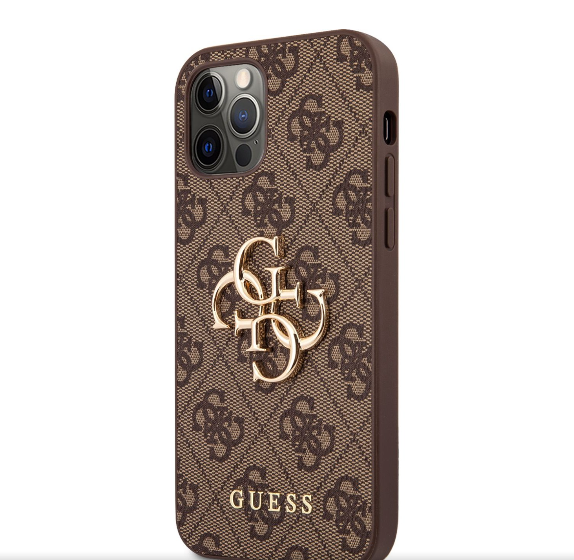 Guess Ochranný kryt pro iPhone 12 / 12 Pro - Guess, 4G Logo Back Brown