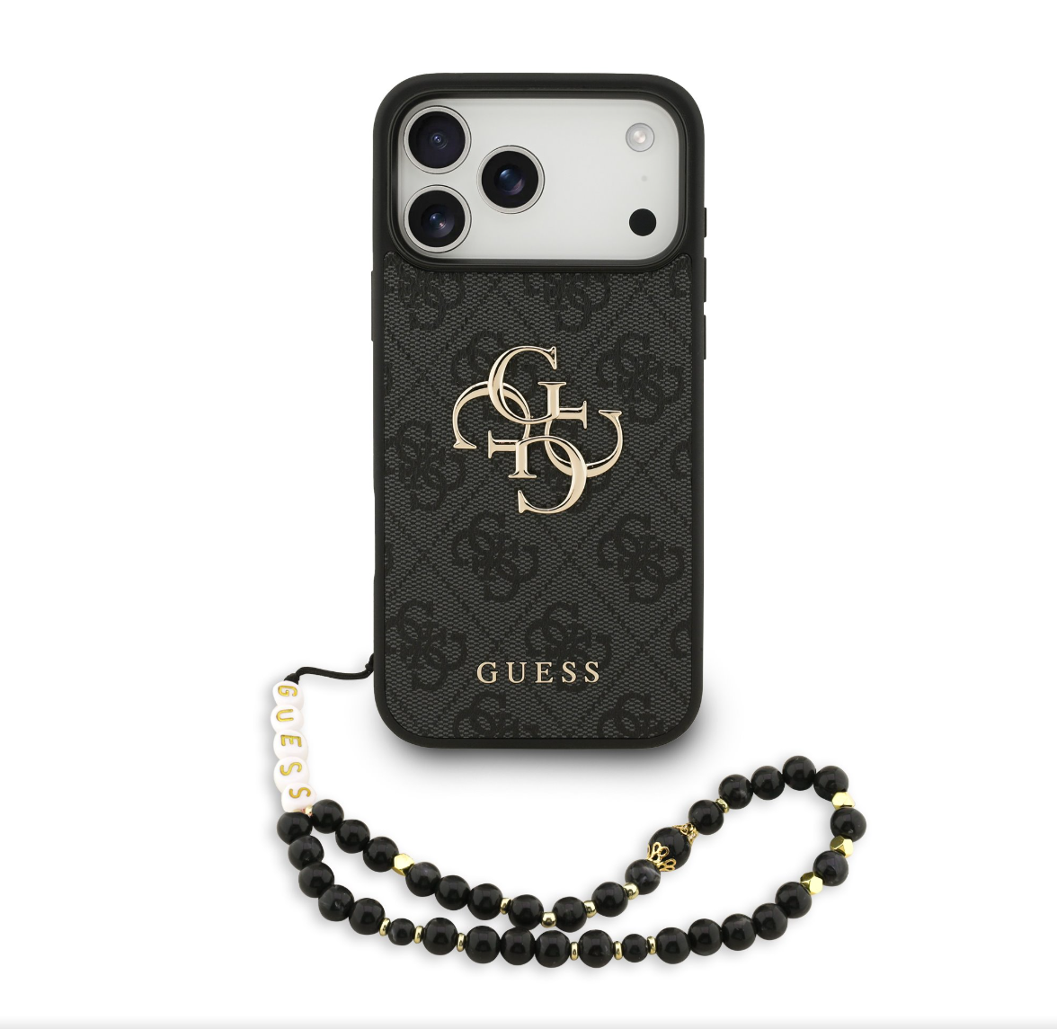 Guess PU 4G Metal Logo Strap kryt iPhone 17 Pro Max černý