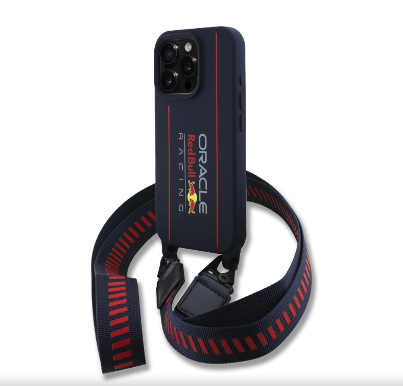 Oracle Red Bull Racing Silicone Vertical Logo MagSafe zadní kryt + Crossbody popruh iPhone 16 Pro Ma