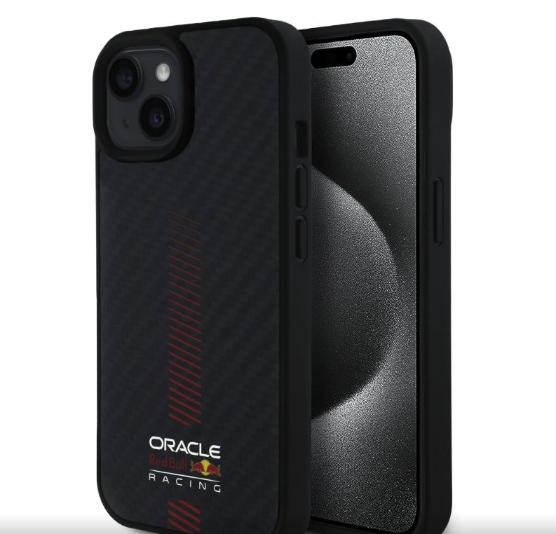 Oracle Red Bull Racing Carbon Powerbar MagSafe kryt iPhone 15 černý