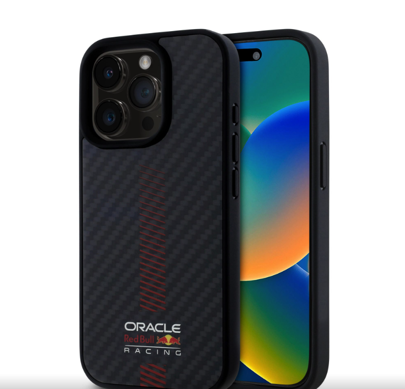Oracle Red Bull Racing Carbon Powerbar MagSafe kryt iPhone 15 Pro černý