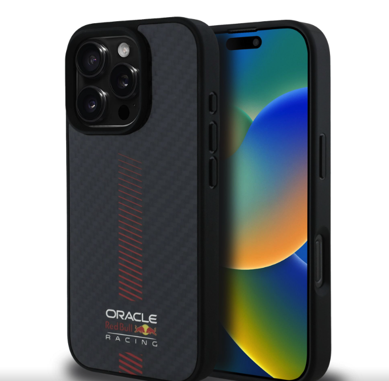 Oracle Red Bull Racing Carbon Powerbar MagSafe kryt iPhone 16 Pro černý