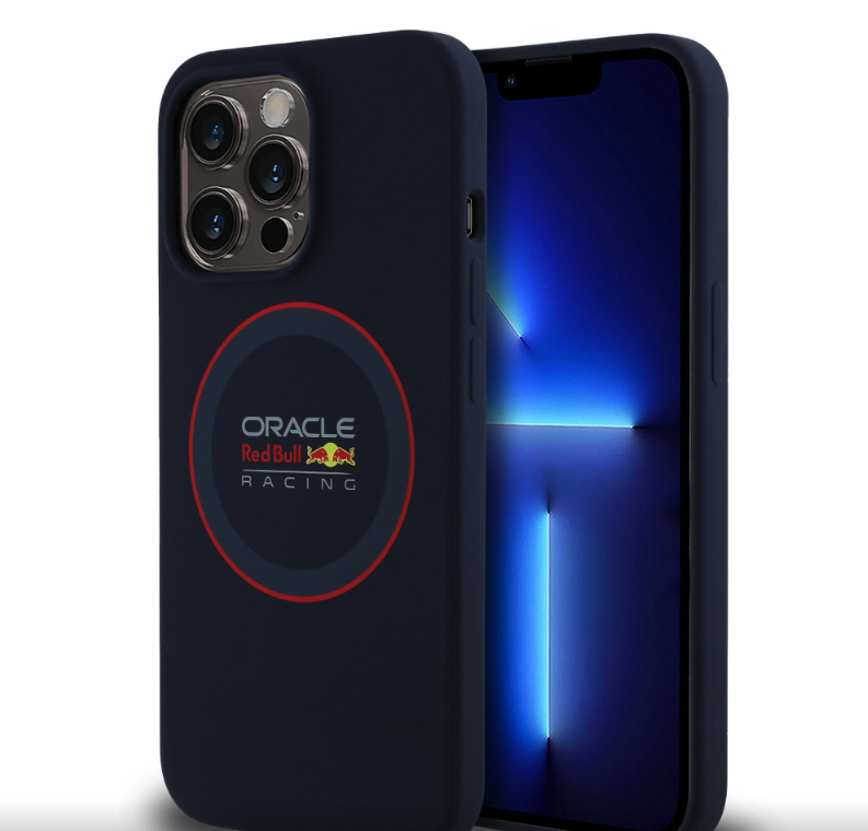 Oracle Red Bull Racing Silicone Red Ring MagSafe kryt iPhone 13 Pro modrý