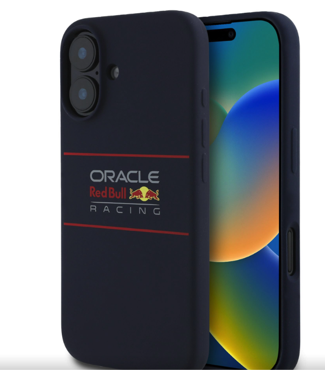 Oracle Red Bull Racing Silicone Horizontal Logo MagSafe kryt iPhone 16 modrý
