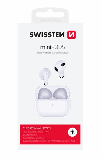 Bezdrátová sluchátka Swissten miniPODS TWS – Bluetooth 5.1