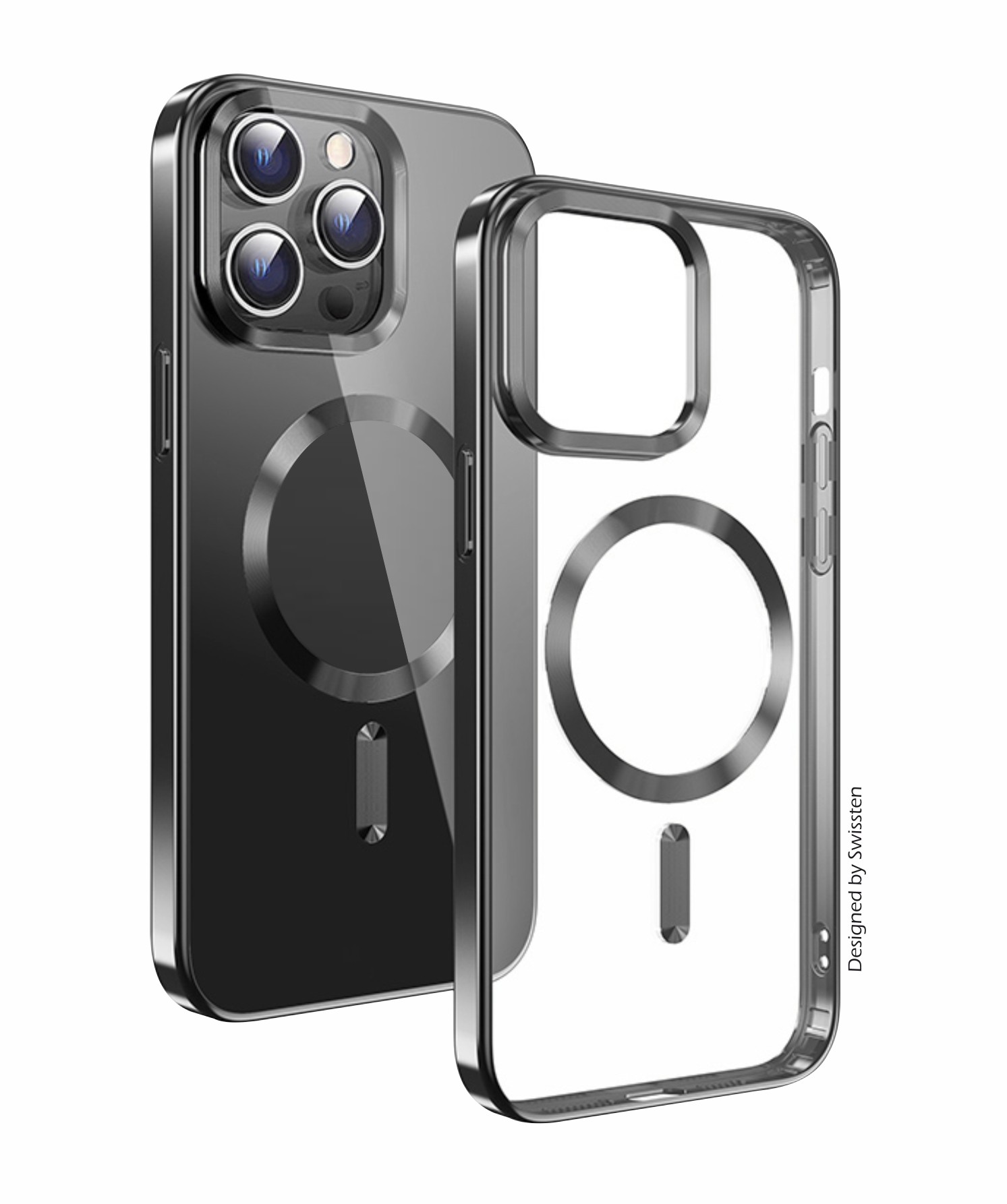 pouzdro Swissten Clear Jelly Magstick Metallic Pro Apple Iphone 16 Pro Max Černé