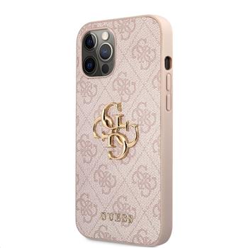 Levně Guess PU 4G Metal Logo Zadní Kryt pro iPhone 12 Pro Max Pink