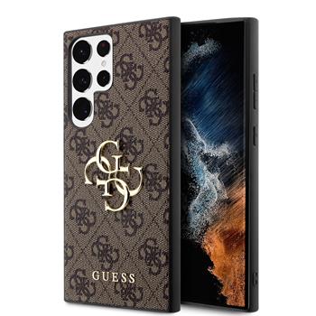 Levně Guess PU 4G Metal Logo Zadní Kryt pro Samsung Galaxy S23 Ultra Brown